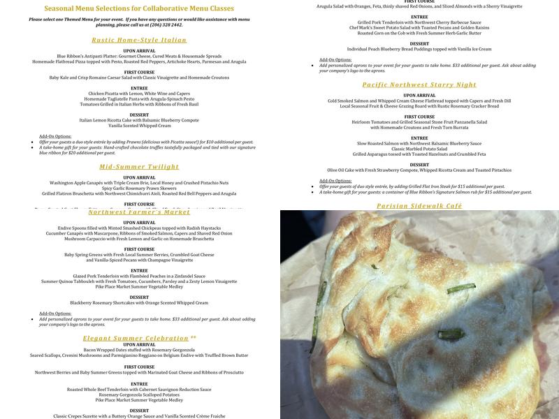 Blue Ribbon Cooking Menu