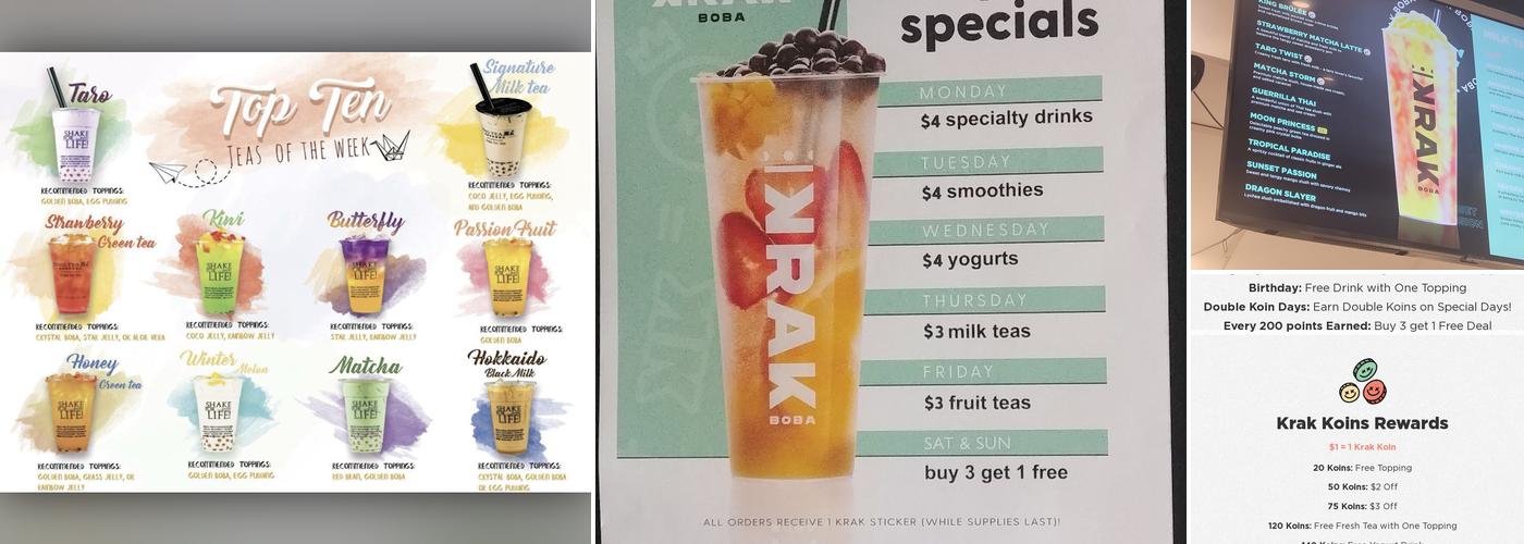 Krak Boba Menu