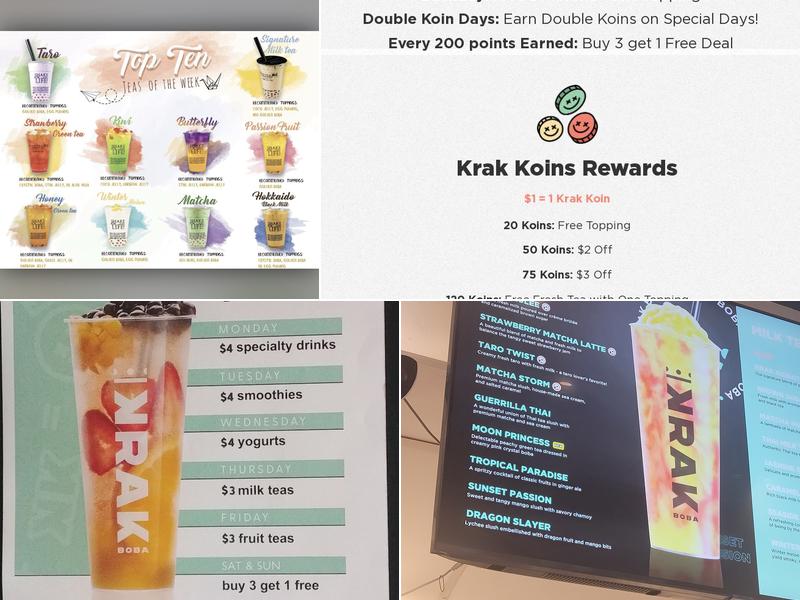 Krak Boba Menu
