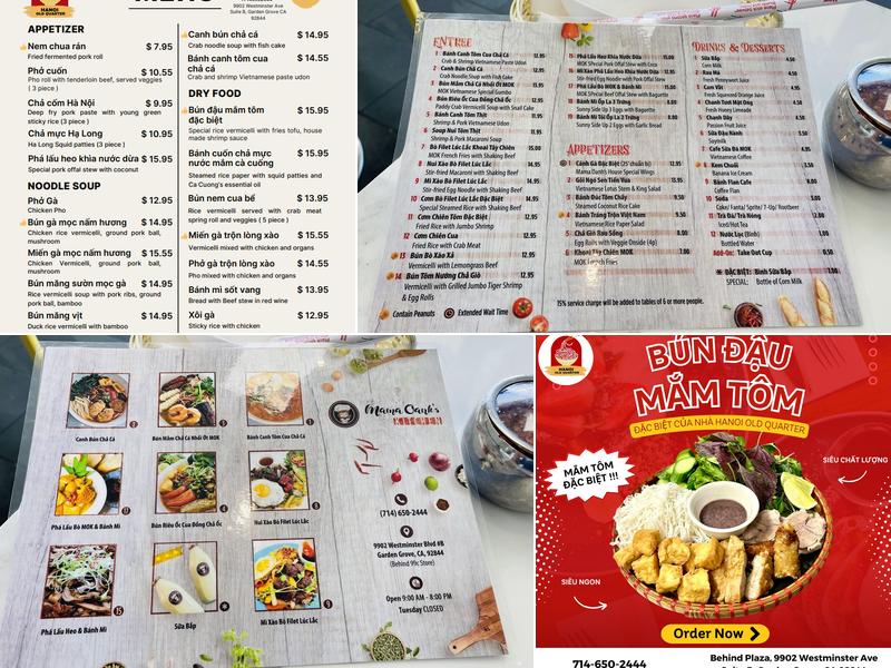 Hanoi Old Quarter Menu