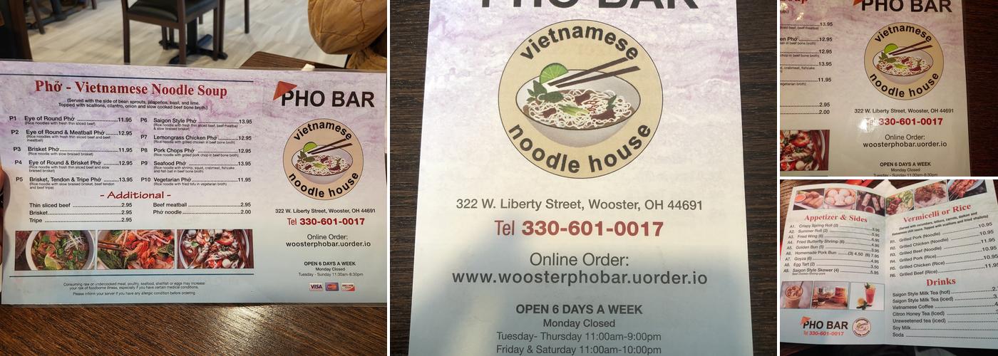 Pho Bar Menu