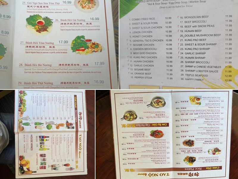 Tao Ngộ Restaurant Menu