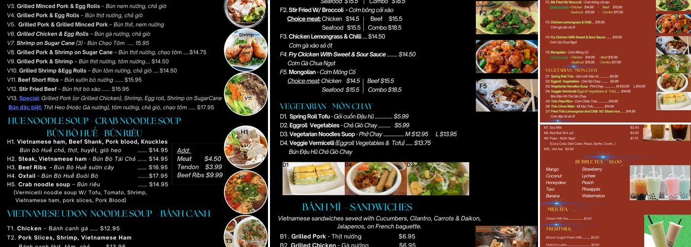 Pho My Chau 2 Restaurant Menu