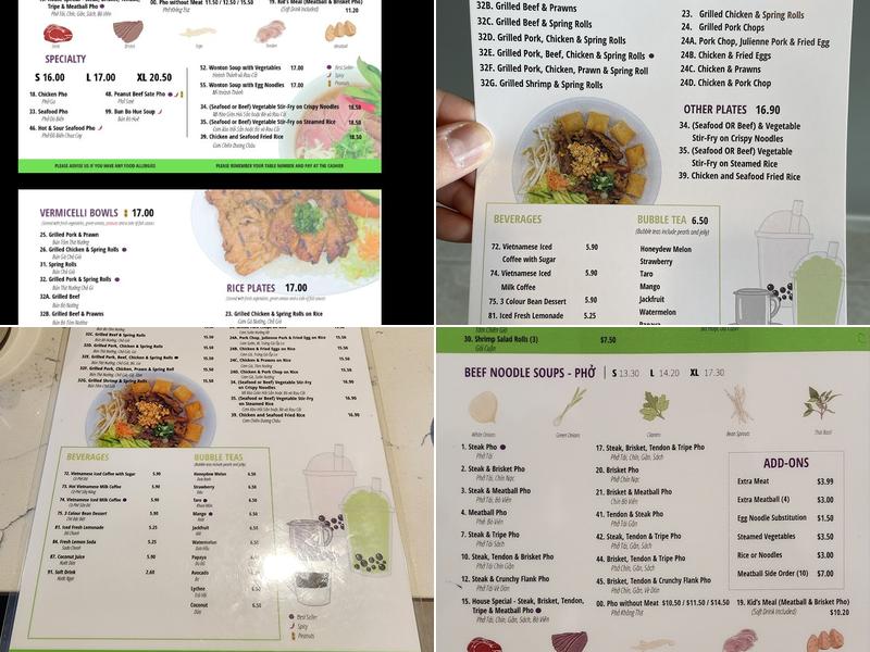 Pho Pham (Signal Hill) Menu