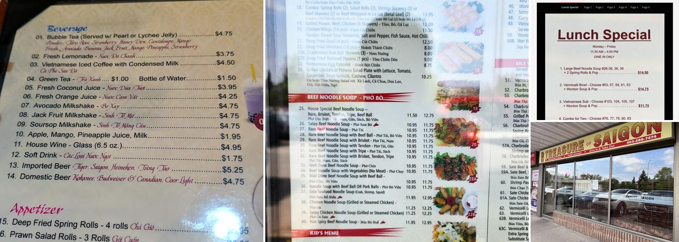 Treasure Of Saigon Menu