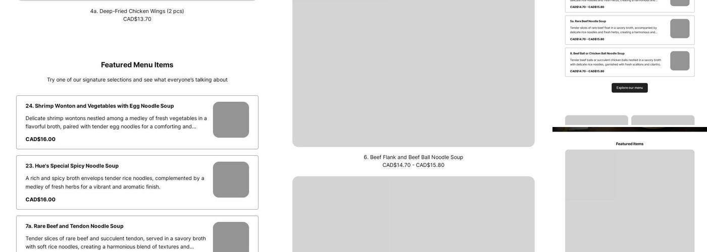 Phở Pasteur Restaurant Menu