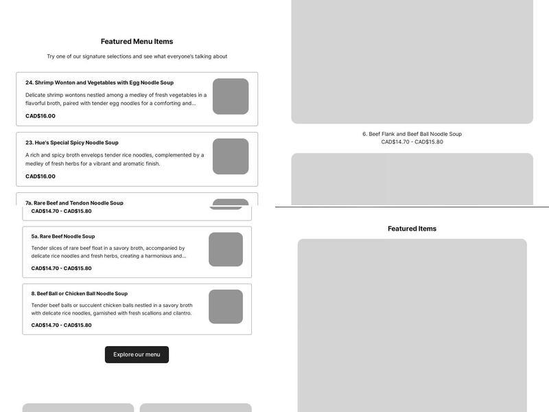 Phở Pasteur Restaurant Menu