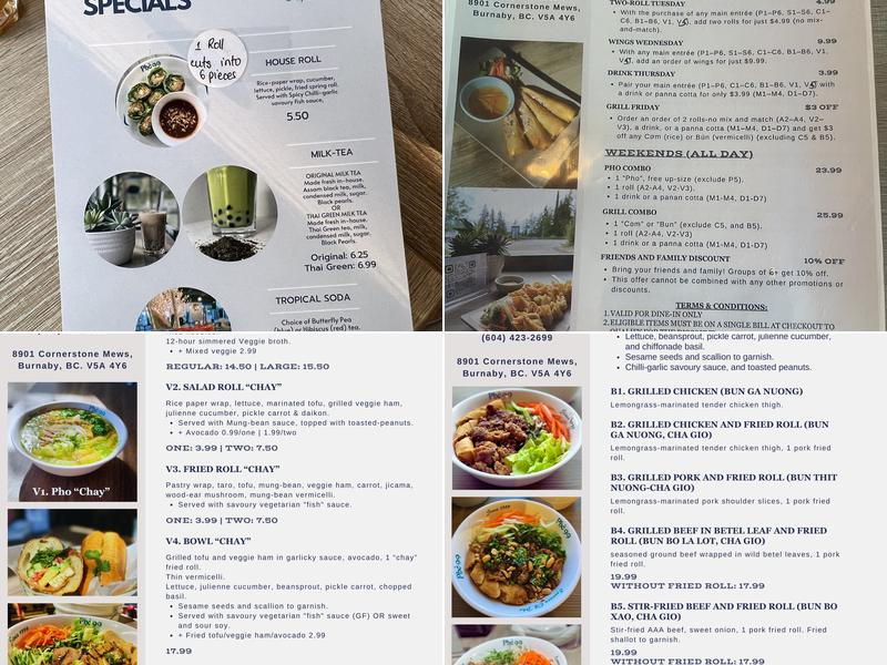 PHO 99 (SFU) Menu