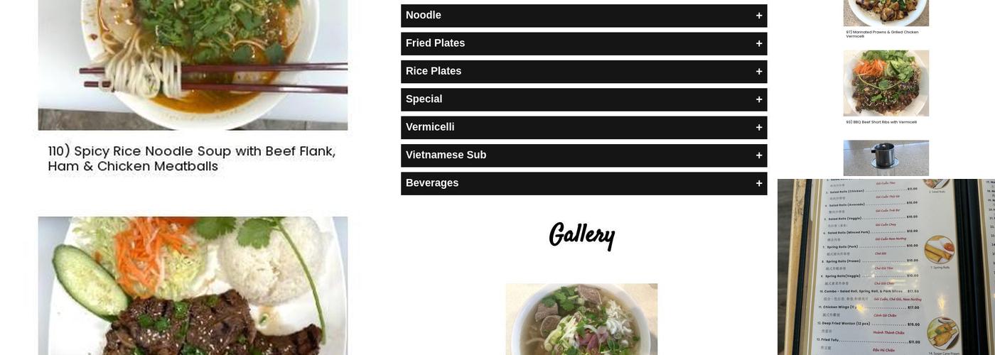 Pho Canada Menu