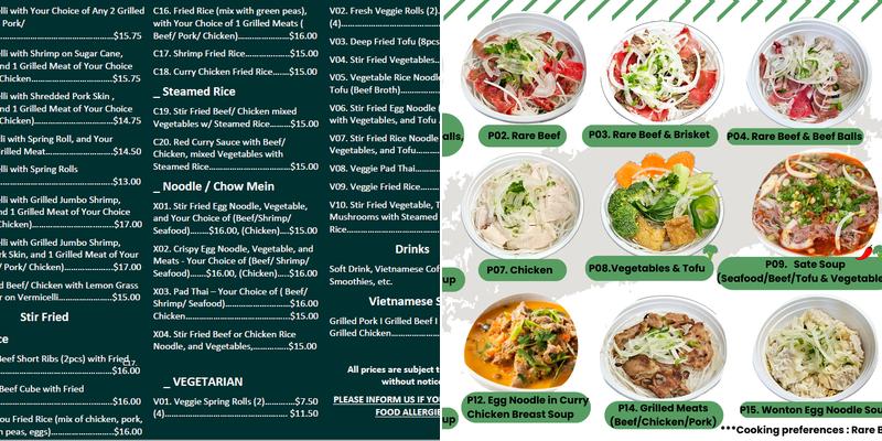 Pho Foodie Menu