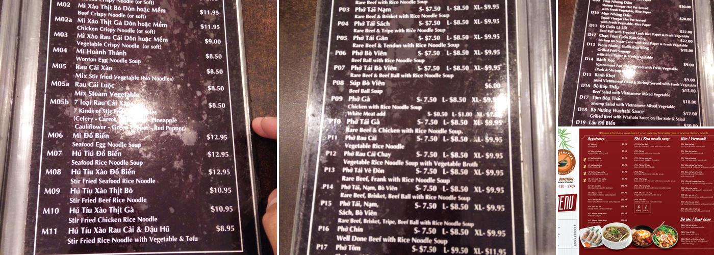 Pho Junction Menu
