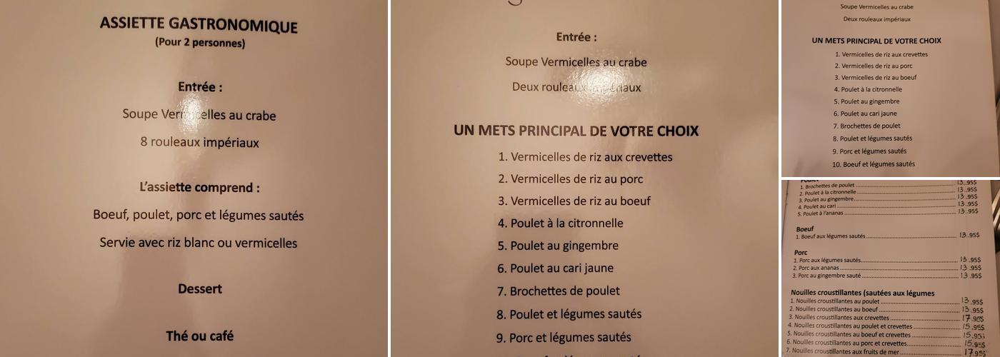 Restaurant Kim Long Menu