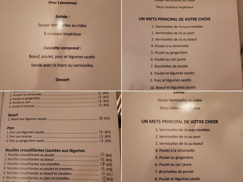 Restaurant Kim Long Menu