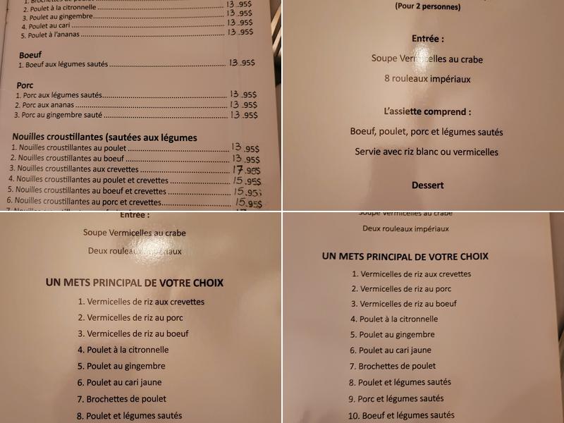 Restaurant Kim Long Menu