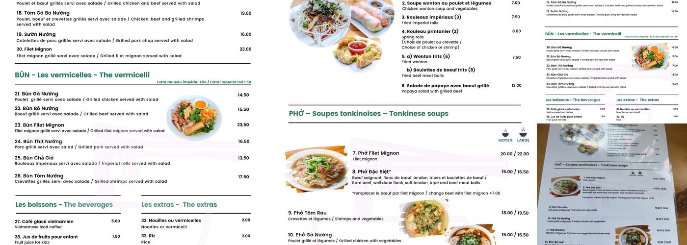 Pho Jean-Talon Menu