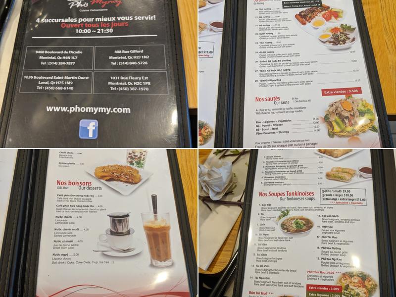 Pho Mymy Menu
