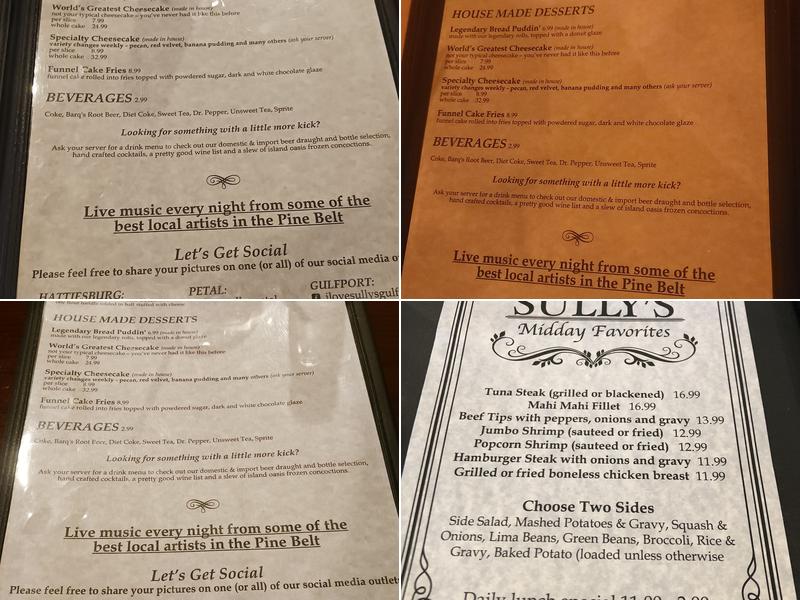 Sully's Menu
