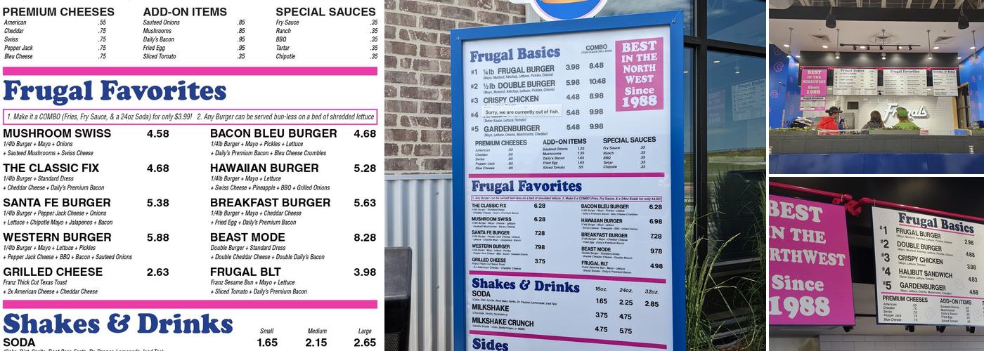 Frugals Menu