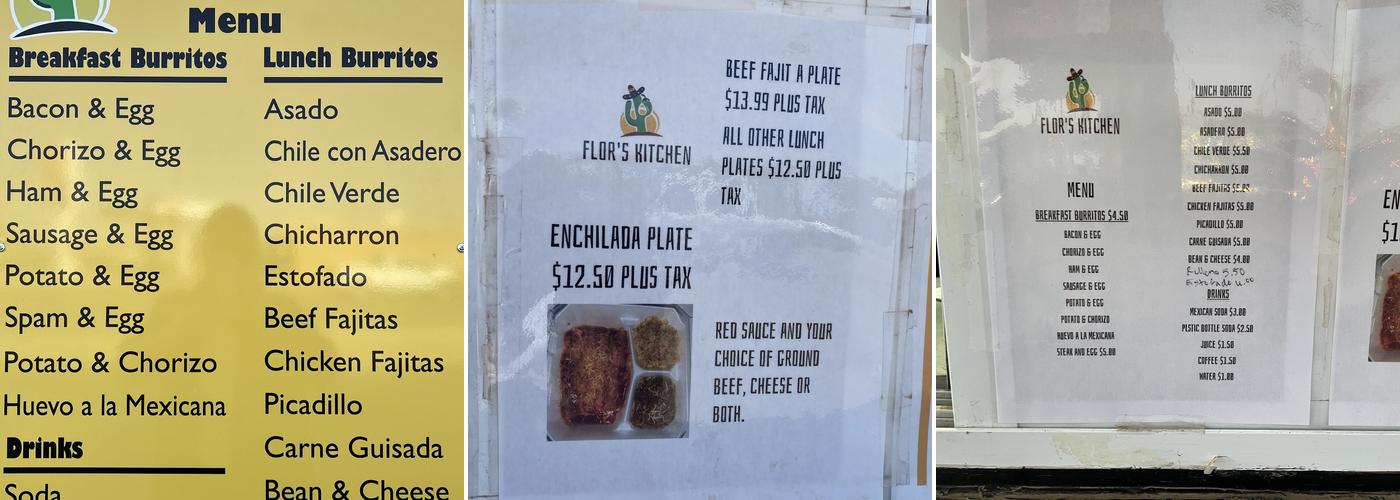 Flor’s Kitchen Menu