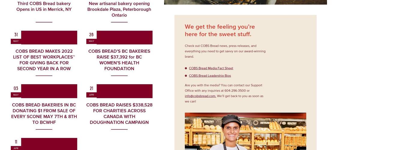 COBS Bread Menu