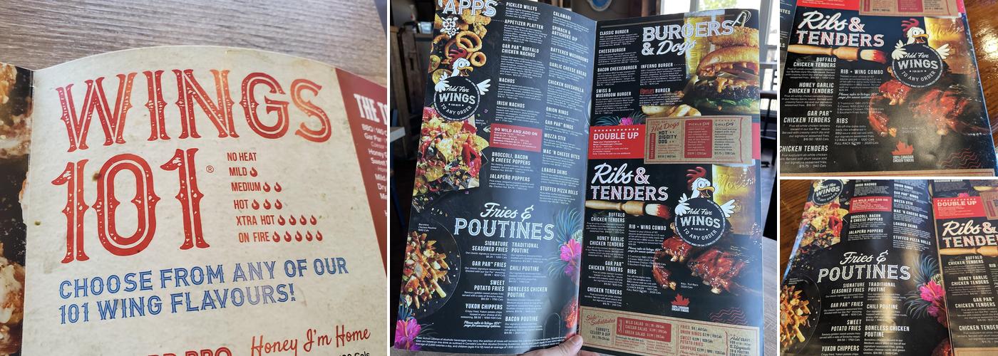 Wild Wing Menu