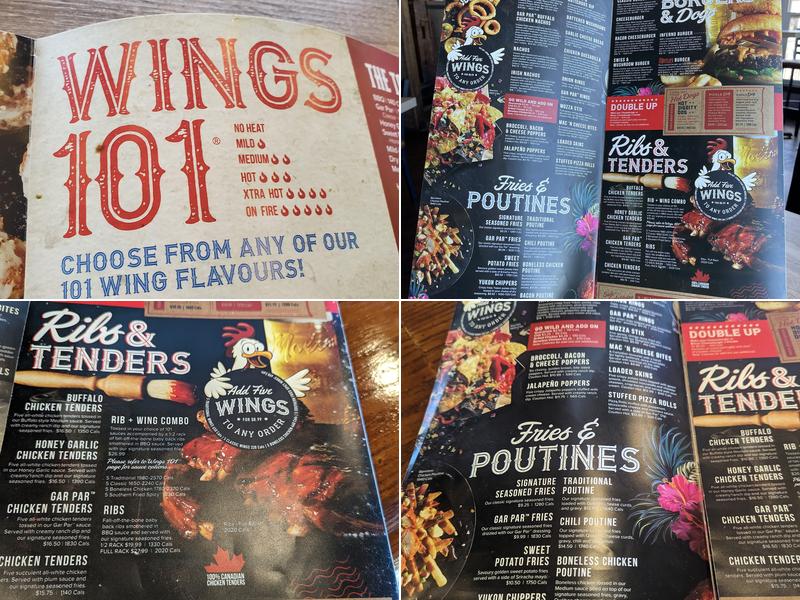 Wild Wing Menu