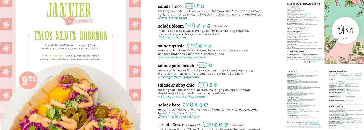 Olivia Bistro-Boutique Menu