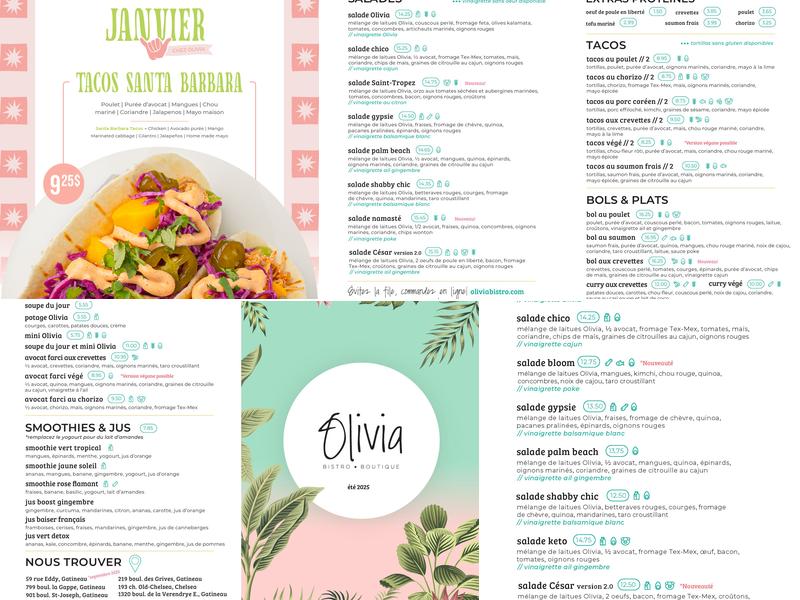 Olivia Bistro-Boutique Menu