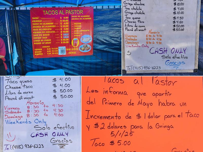 Tacos Al Pastor Estilo Puebla Menu