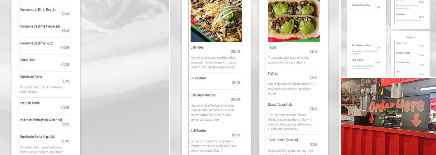 Calitacos Restaurant Menu