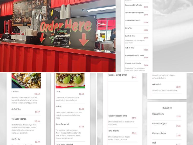Calitacos Restaurant Menu