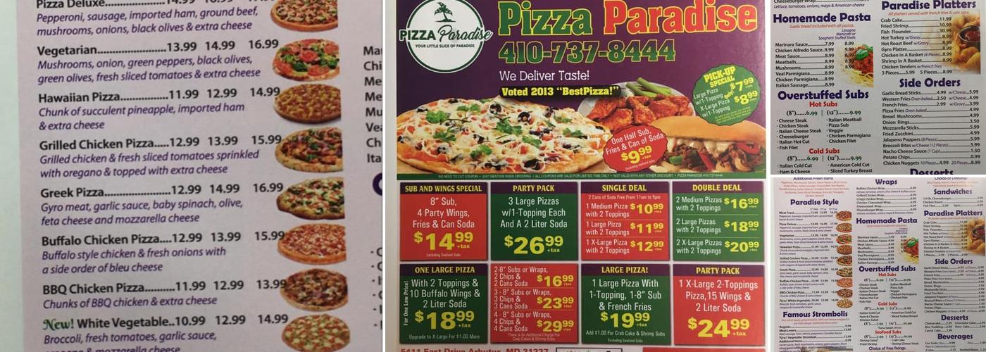 PIZZA PARADISE Menu