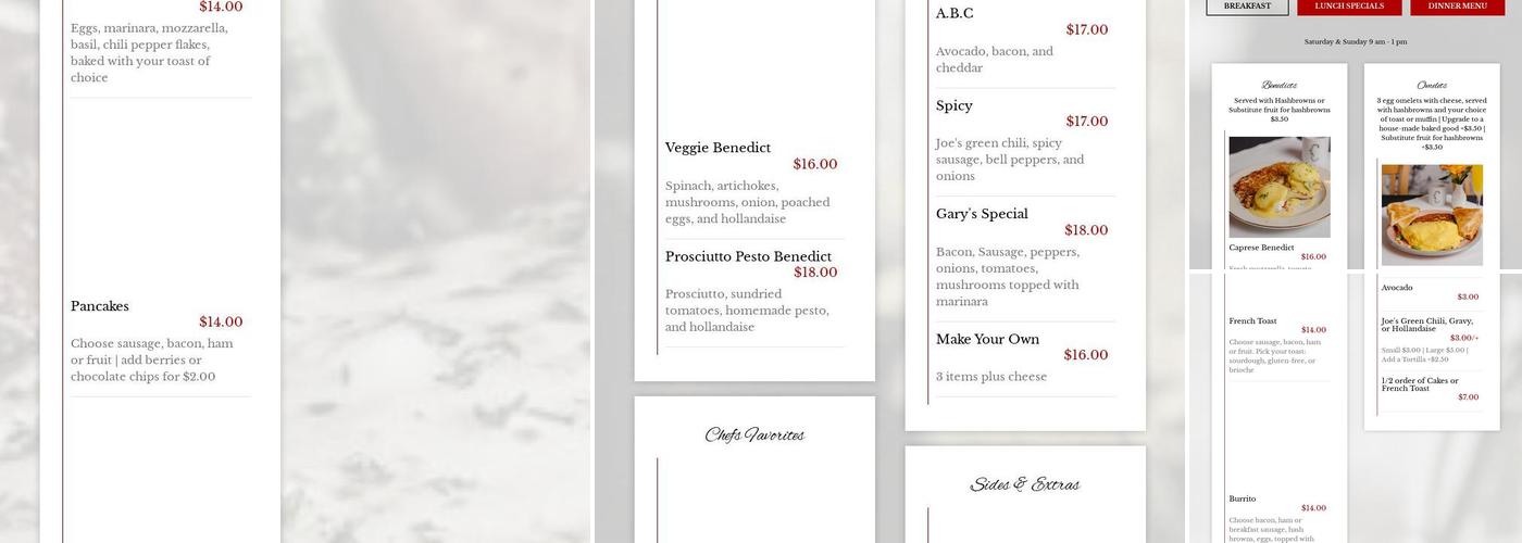 Cimmini’s Menu