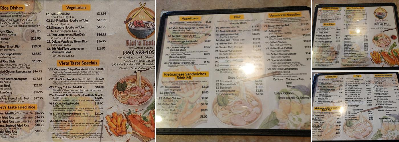 Viet's Taste Menu