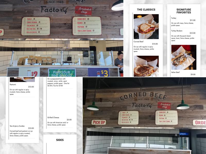 Corned Beef Factory Menu