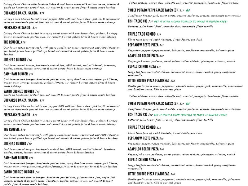 ERIS VEGAN FOOD CO. Menu