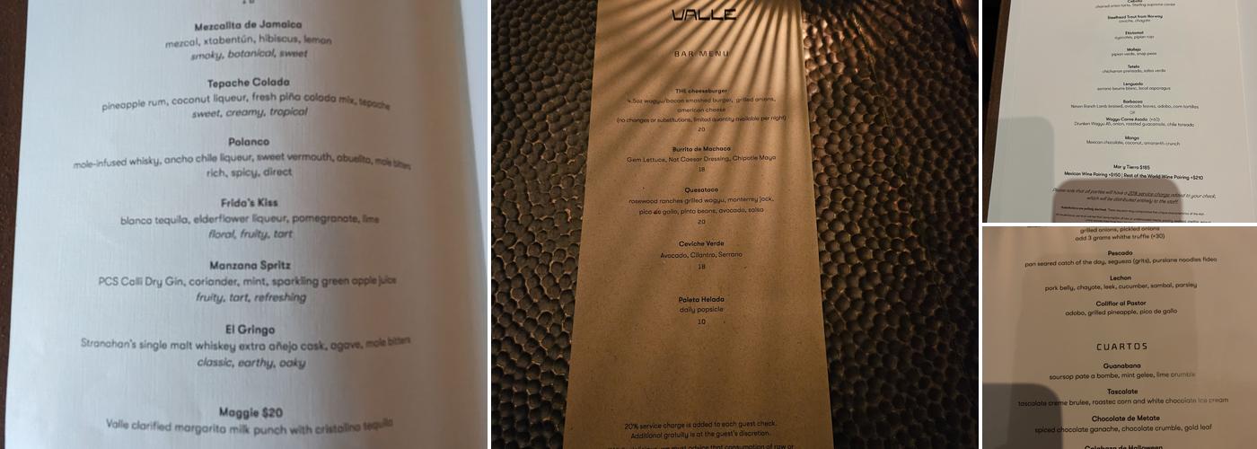 Valle Menu