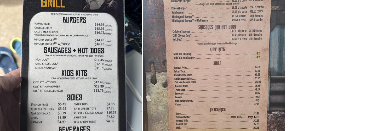 Wolves' Den Grill Menu