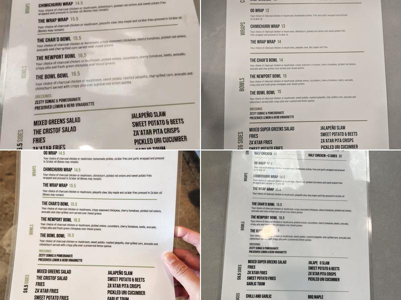 The Chicken Shop Menu