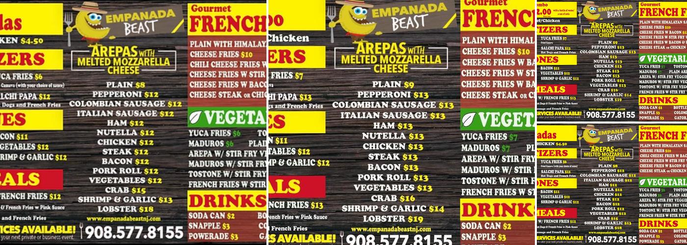 Empanada Beast Menu