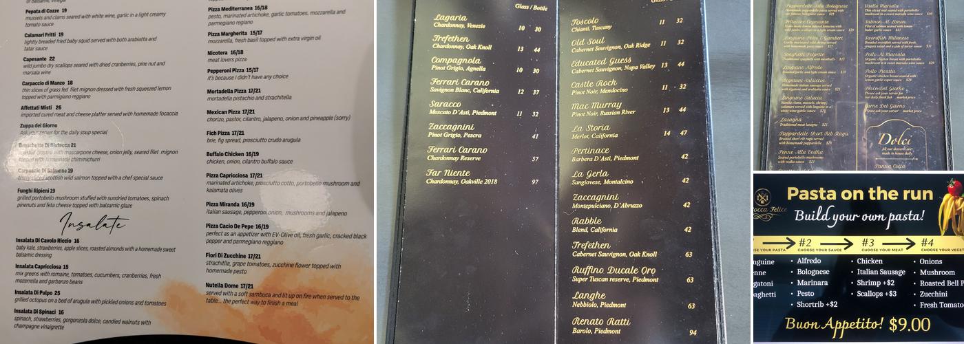 La Bocca Felice Menu