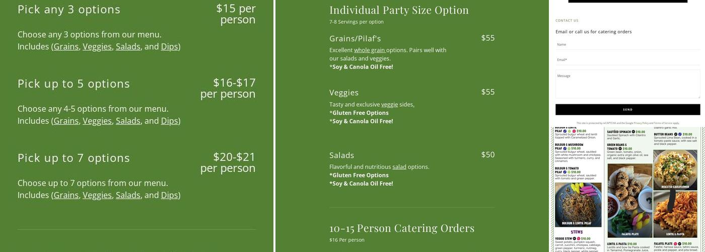 Vegan Stops Menu