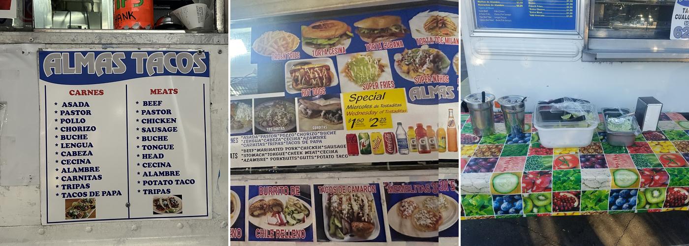Almas Tacos Menu