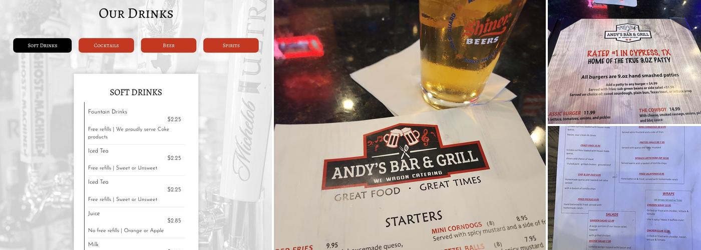 Andy’s Bar and Grill Menu