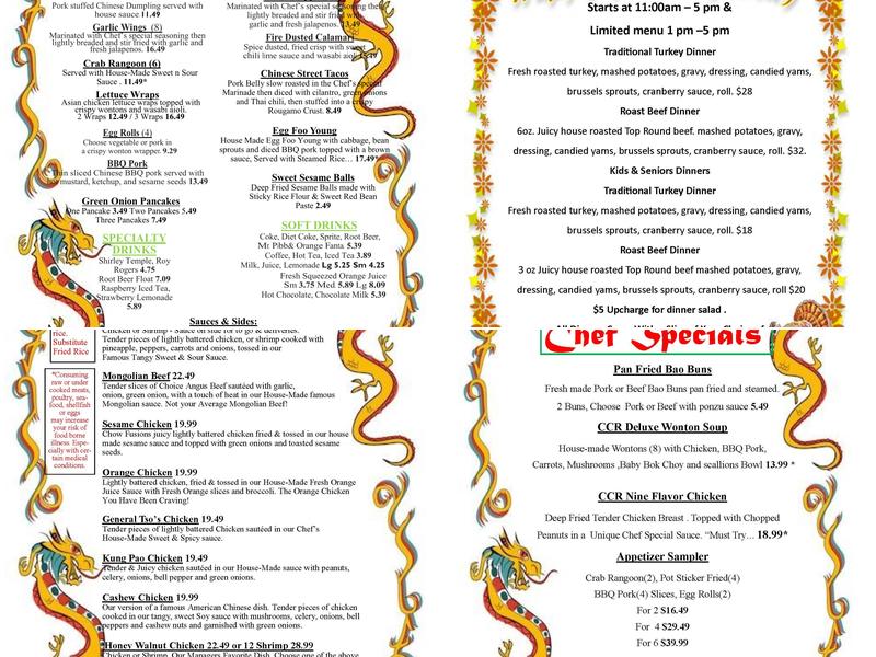 Chow Fusion Menu