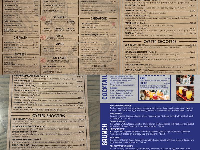 Shuckin' Shack Oyster Bar Menu