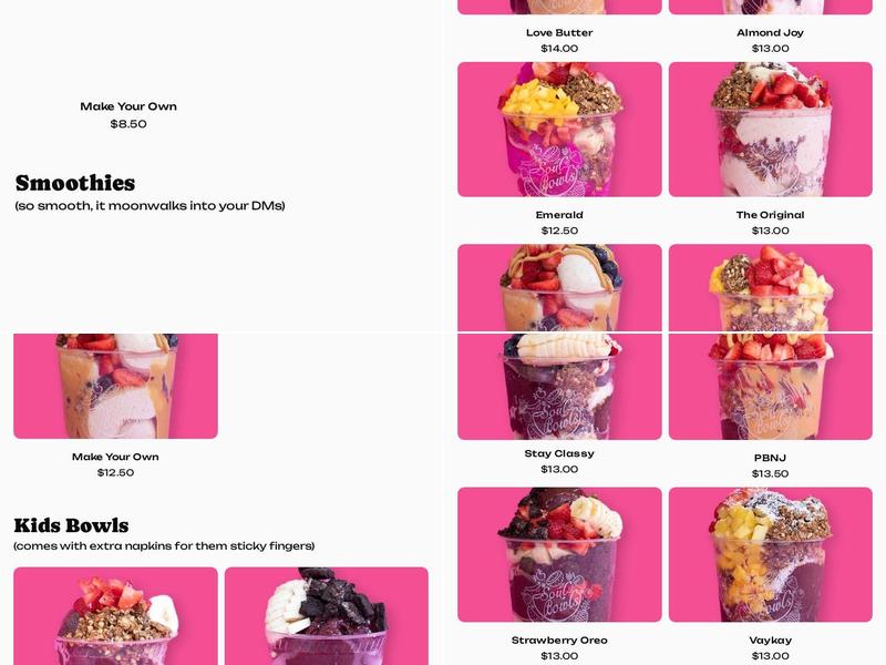 Soul Bowls Menu