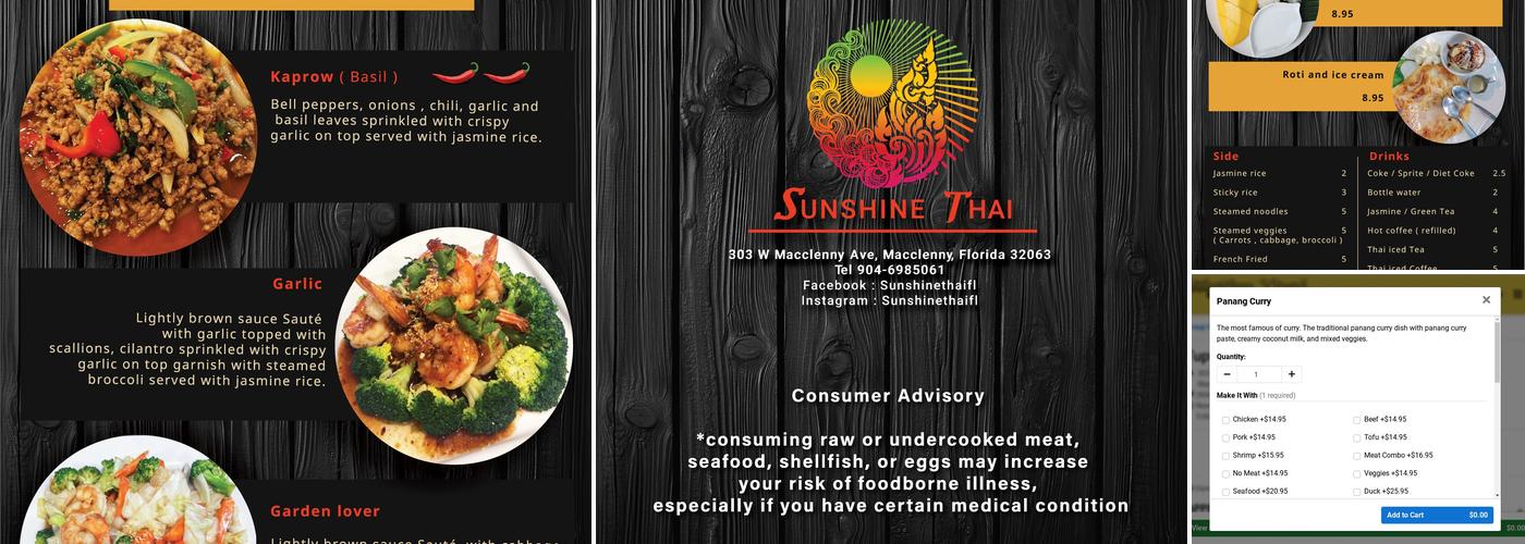 Sunshine Thai Menu