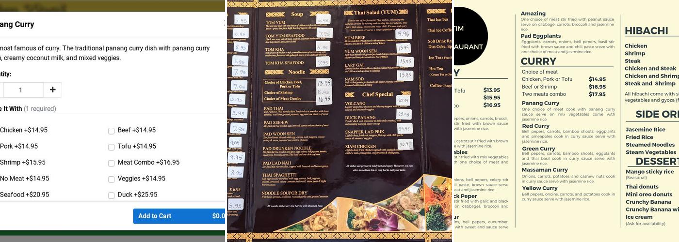 Sunshine Thai Menu