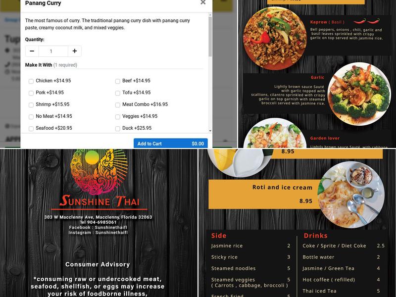 Sunshine Thai Menu